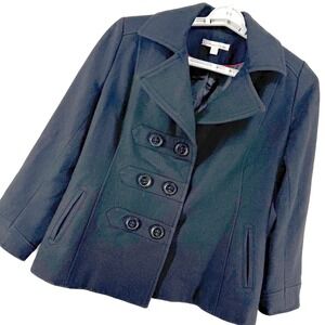 American Rag Coat Womens Medium Wool Blend Peacoat Jacket Double Breasted Black